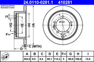 ATE 410281 brake disc 24.0110-0281.1, set of 2 - Brake Disc