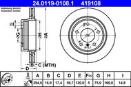 ATE 419108 brake disc 24.0119-0108.1, set of 2 - Brake Disc
