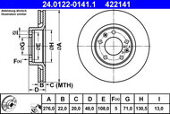 ATE 422141 brake disc 24.0122-0141.1, set of 2 - Brake Disc