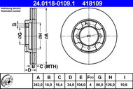 ATE 418109 brake disc 24.0118-0109.1, set of 2 - Brake Disc