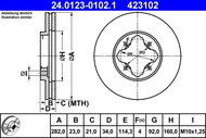 ATE brake disc 24.0123-0102.1, set of 2 - Brake Disc