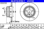 ATE 412152 brake disc 24.0112-0152.1, set of 2 - Brake Disc