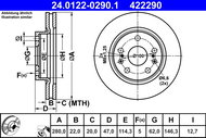 ATE 422290 brake disc 24.0122-0290.1, set of 2 - Brake Disc