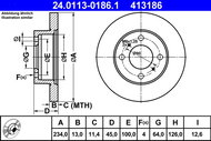 ATE 413186 brake disc 24.0113-0186.1, set of 2 - Brake Disc