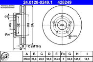 ATE 428249 brake disc 24.0128-0249.1, set of 2 - Brake Disc