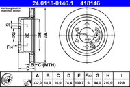 ATE 418146 brake disc 24.0118-0146.1, set of 2 - Brake Disc