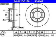 ATE 420168 brake disc 24.0120-0168.1, set of 2 - Brake Disc