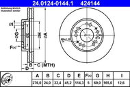 ATE brake disc 24.0124-0144.1, set of 2 - Brake Disc