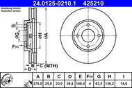 ATE 425210 brake disc 24.0125-0210.1, set of 2 - Brake Disc