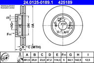 ATE 425189 brake disc 24.0125-0189.1, set of 2 - Brake Disc