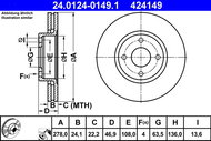 ATE 424149 brake disc 24.0124-0149.1, set of 2 - Brake Disc