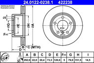 ATE 422238 brake disc 24.0122-0238.1, set of 2 - Brake Disc