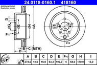 ATE 418160 brake disc 24.0118-0160.1, set of 2 - Brake Disc