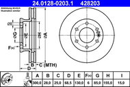 ATE 428203 brake disc 24.0128-0203.1, set of 2 - Brake Disc