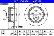 ATE 410360 brake disc 24.0110-0360.1, set of 2 - Brake Disc