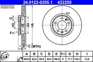 ATE 422255 brake disc 24.0122-0255.1, set of 2 - Brake Disc