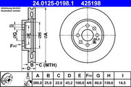 ATE 425198 brake disc 24.0125-0198.1, set of 2 - Brake Disc