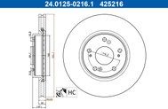 ATE 425216 brake disc 24.0125-0216.1, set of 2 - Brake Disc