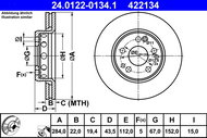 ATE 422134 brake disc 24.0122-0134.1, set of 2 - Brake Disc