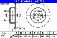 ATE 412703 brake disc 24.0112-0703.1, set of 2 - Brake Disc