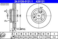ATE 426121 brake disc 24.0126-0121.1, set of 2 - Brake Disc