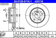ATE 425116 brake disc 24.0125-0116.1, set of 2 - Brake Disc