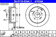 ATE 410344 brake disc 24.0110-0344.1, set of 2 - Brake Disc