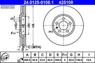 ATE 425108 brake disc 24.0125-0108.1, set of 2 - Brake Disc