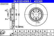 ATE 422305 brake disc 24.0122-0305.1, set of 2 - Brake Disc