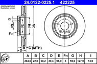 ATE 422225 brake disc 24.0122-0225.1, set of 2 - Brake Disc
