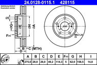 ATE 428115 brake disc 24.0128-0115.1, set of 2 - Brake Disc