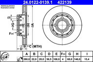 ATE 422139 brake disc 24.0122-0139.1, set of 2 - Brake Disc