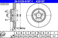 ATE 425197 brake disc 24.0125-0197.1, set of 2 - Brake Disc