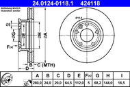 ATE 424118 brake disc 24.0124-0118.1, set of 2 - Brake Disc