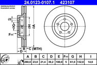 ATE 423107 brake disc 24.0123-0107.1, set of 2 - Brake Disc