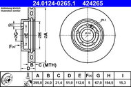 ATE brake disc 24.0124-0265.1, set of 2 - Brake Disc