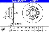 ATE Brake disc OC2 255 REAR ATE 24.0110-0277.1, set of 2 - Brake Disc