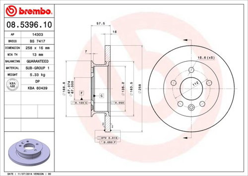 BREMBO brake disc 08.5396.10, set of 2 - Brake Disc - Main image