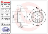 BREMBO brzdový kotouč 08.A869.21, sada 2 ks - Brzdový kotouč