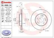 BREMBO brzdový kotouč 09.4869.34, sada 2 ks - Brzdový kotouč