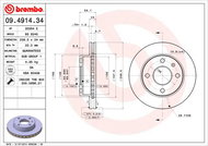 BREMBO brake disc 09.4914.34, set of 2 - Brake Disc