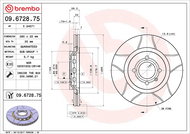 BREMBO brzdový kotouč 09.6728.75, sada 2 ks - Brake Disc