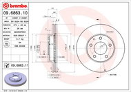 BREMBO brzdový kotouč 09.6863.11, sada 2 ks - Brake Disc