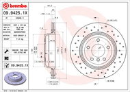 BREMBO brzdový kotouč 09.9425.1X, sada 2 ks - Brzdový kotouč