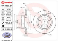 BREMBO brake disc 09.9869.81, set of 2 - Brake Disc