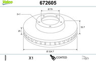 VALEO brake disc 672605, set of 2 - Brake Disc