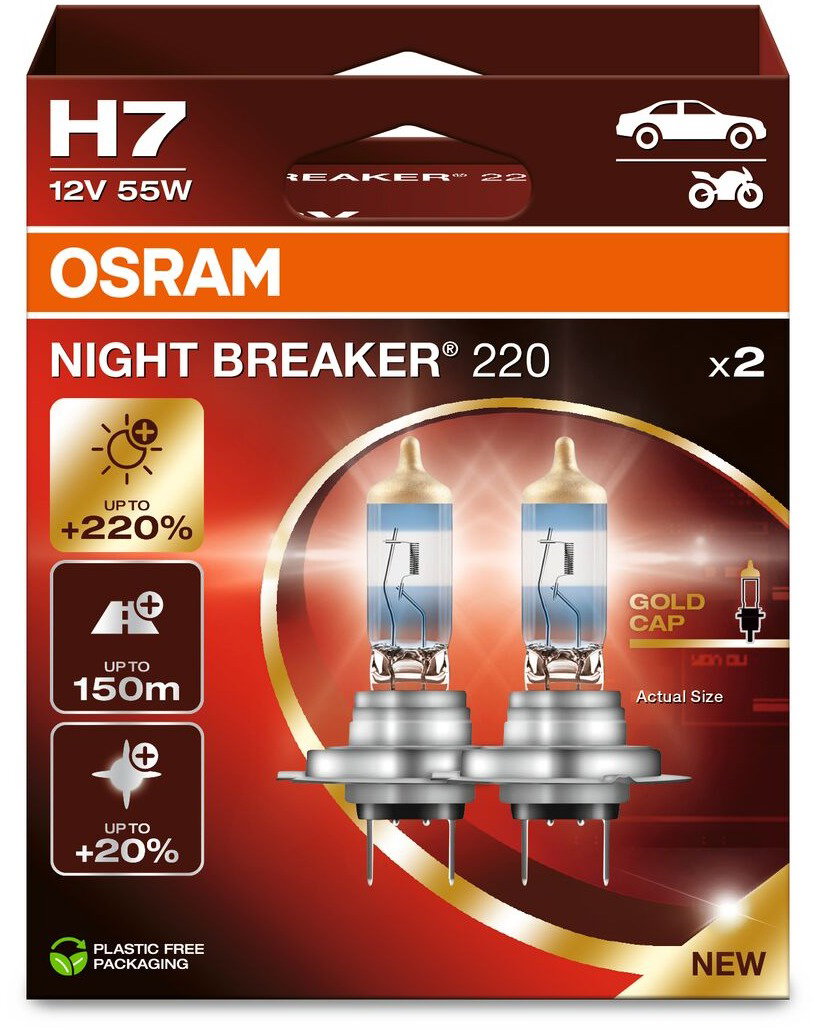 OSRAM H7 Night Breaker 220, +220%, Duo Box