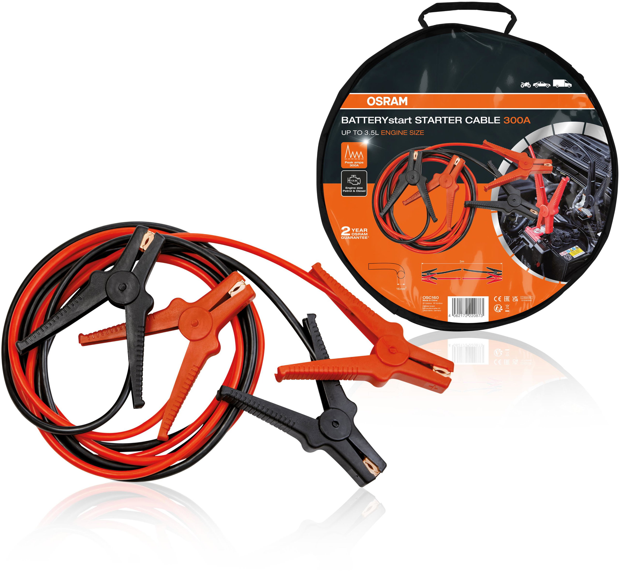 OSRAM indítókábel 6/12 V, 300 A, alumínium/réz