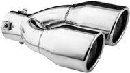 ASSO Exhaust tip stainless steel double round, outer diameter 2 × 80 mm, length 305 mm - Exhaust Tail Pipe