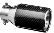ASSO exhaust tip stainless steel round carbon look, outer diameter 89 mm, length 178 mm - Exhaust Tail Pipe